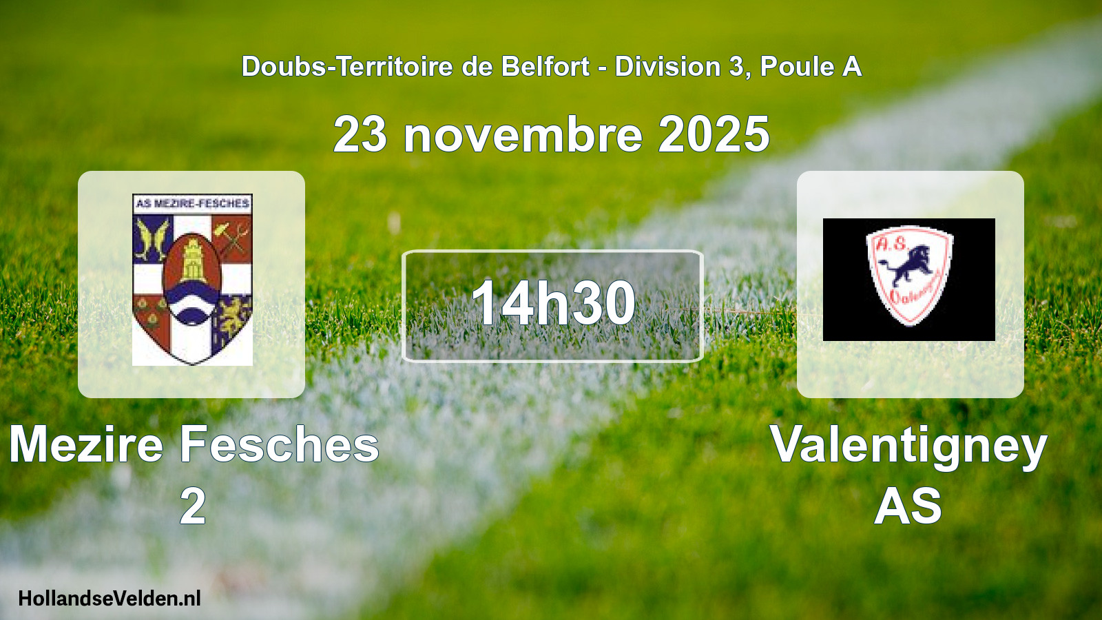 Match programmé: Mezire Fesches 2 - Valentigney AS (23 novembre 2025)