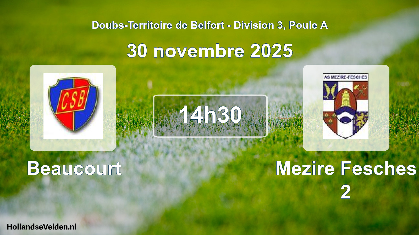 Geplande wedstrijd: Beaucourt - Mezire Fesches 2 (30 november 2025)