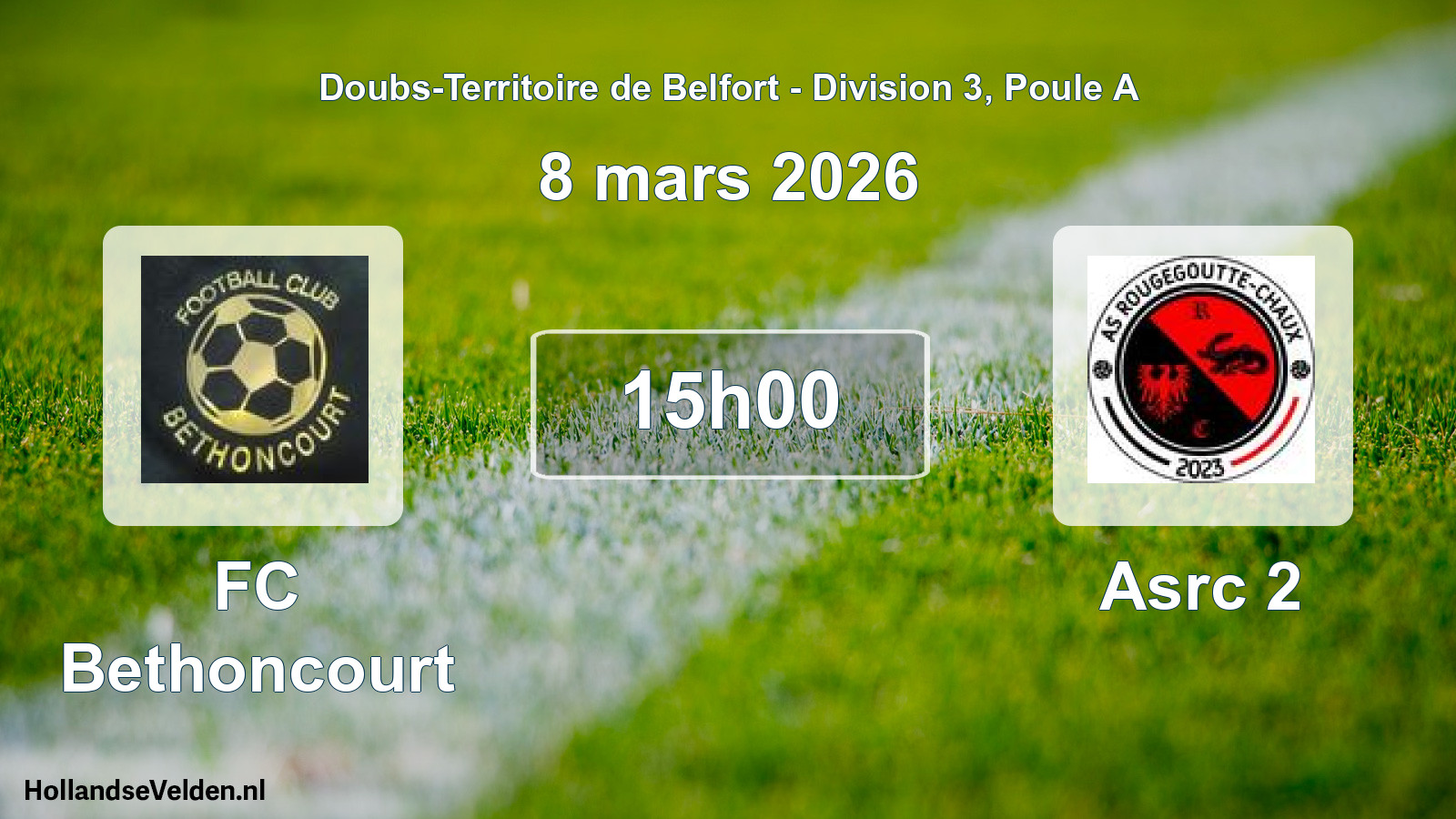 Match programmé: FC Bethoncourt - Asrc 2 (8 mars 2026)