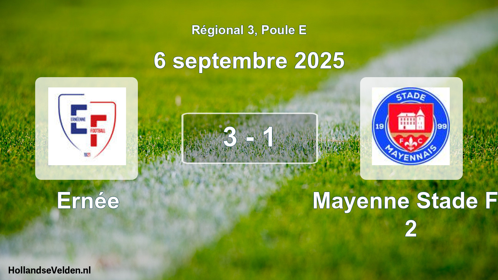 Gespeelde wedstrijd: Ernée - Mayenne Stade Fc 2 3 - 1 (6 september 2025)