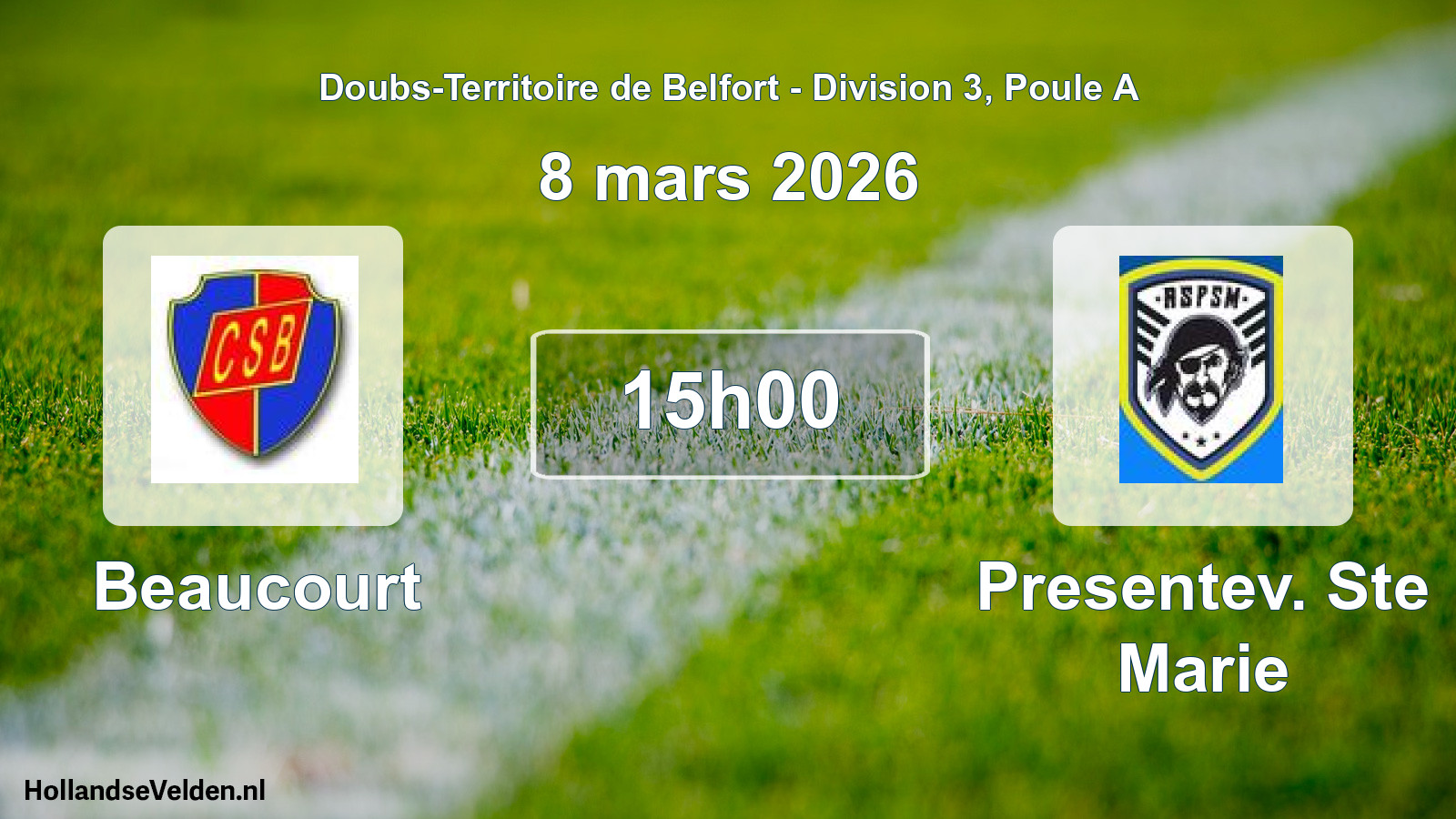 Match programmé: Beaucourt - Presentev. Ste Marie (8 mars 2026)