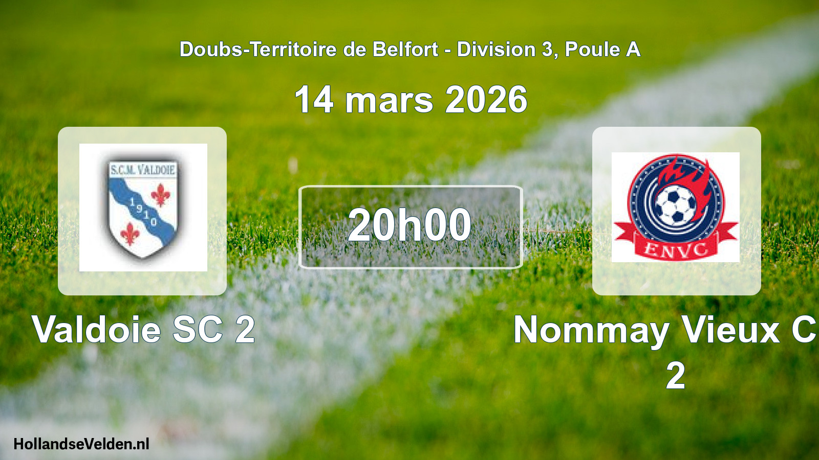 Match programmé: Valdoie SC 2 - Nommay Vieux Ch 2 (14 mars 2026)