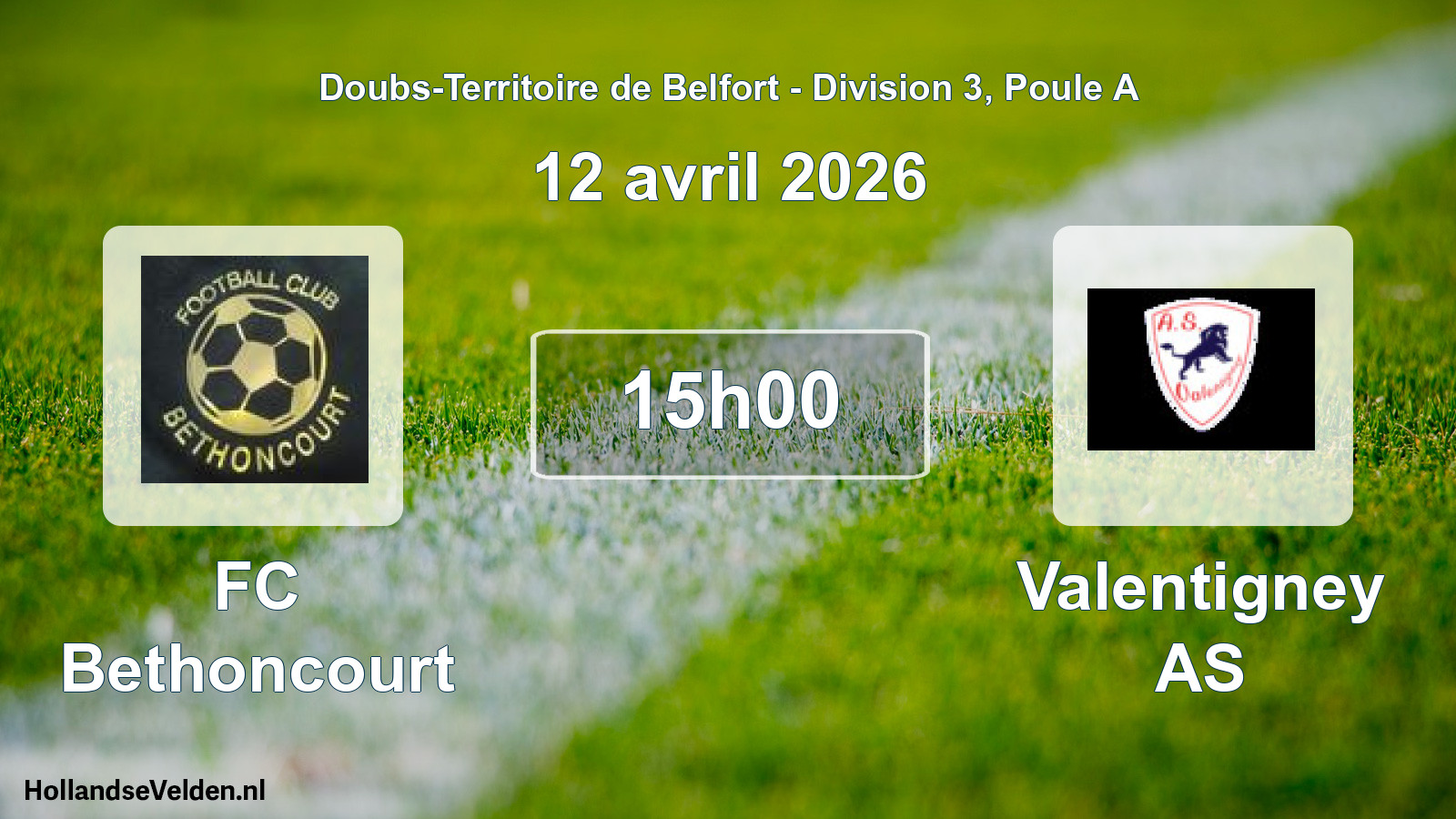 Geplande wedstrijd: FC Bethoncourt - Valentigney AS (12 april 2026)