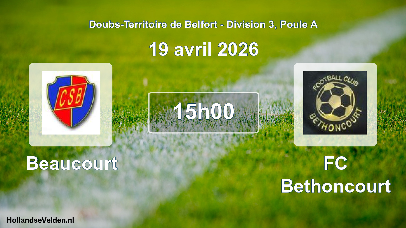 Scheduled Match: Beaucourt - FC Bethoncourt (19 April 2026)