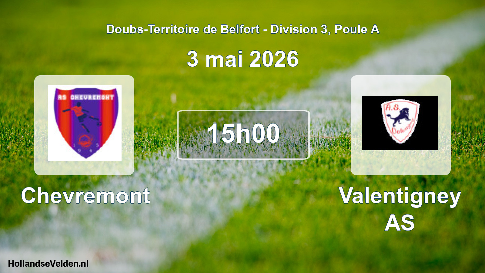 Match programmé: Chevremont - Valentigney AS (3 mai 2026)
