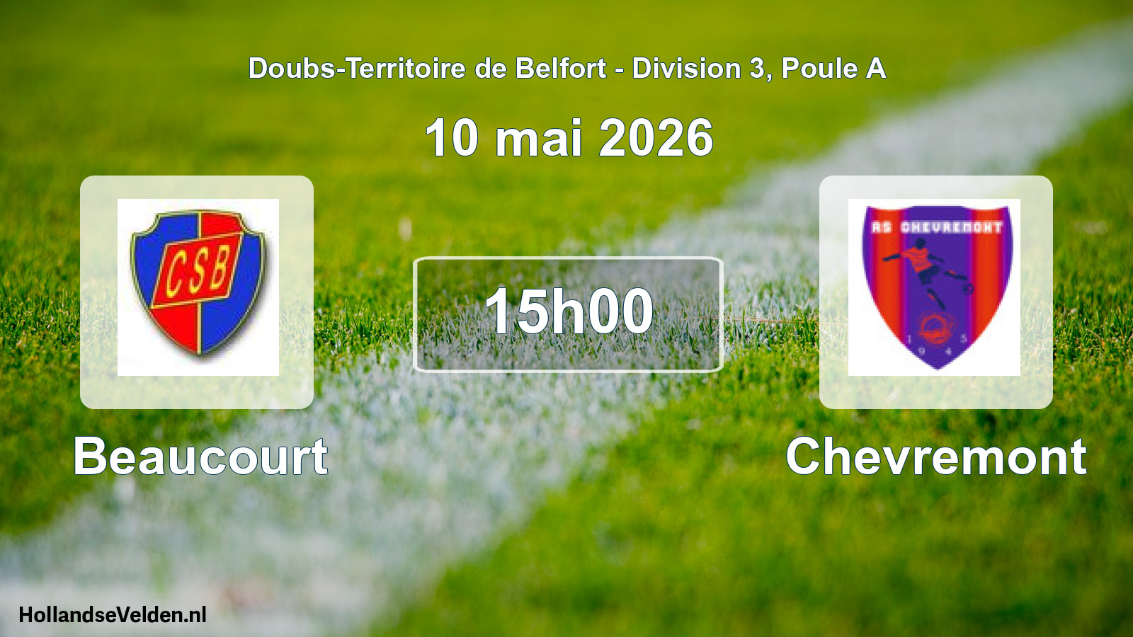 Match programmé: Beaucourt - Chevremont (10 mai 2026)