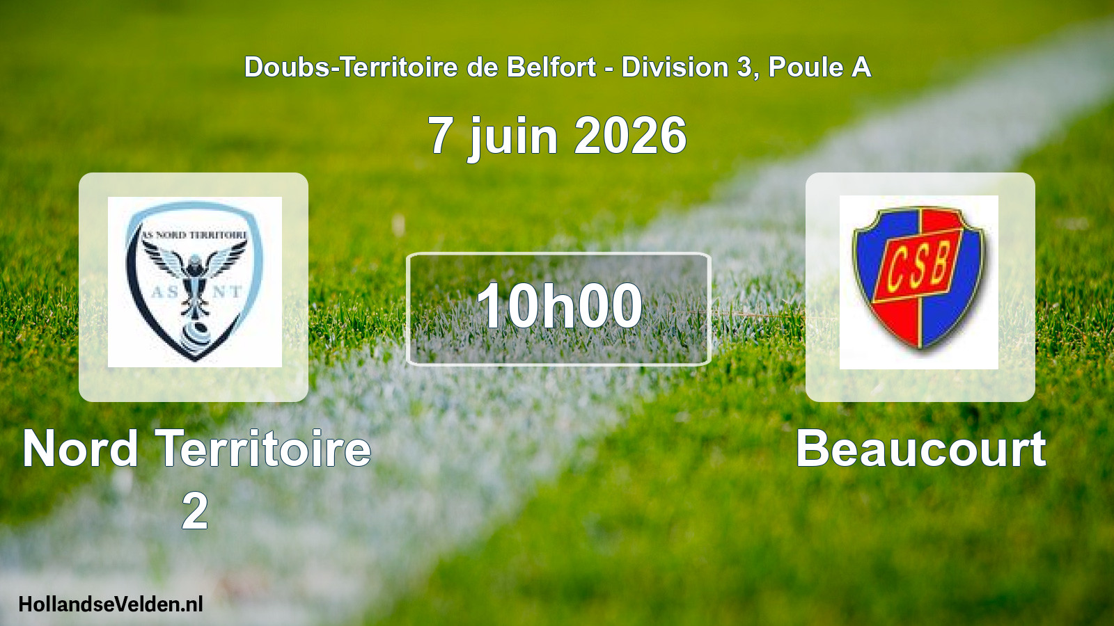 Match programmé: Nord Territoire 2 - Beaucourt (7 juin 2026)
