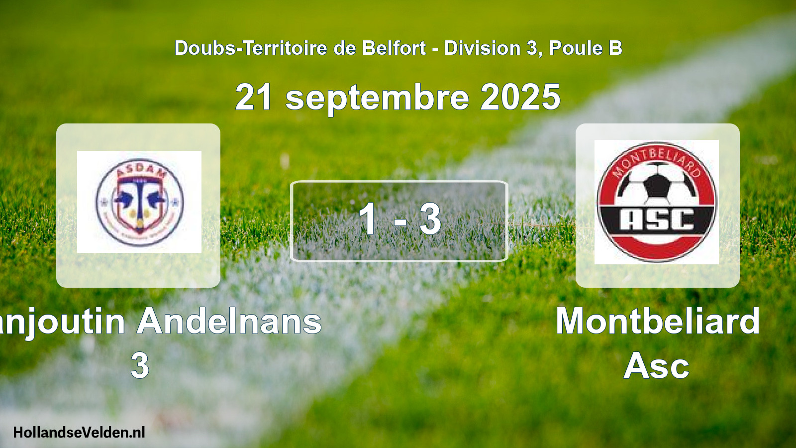 Match joué: Danjoutin Andelnans 3 - Montbeliard Asc 1 - 3 (21 septembre 2025)