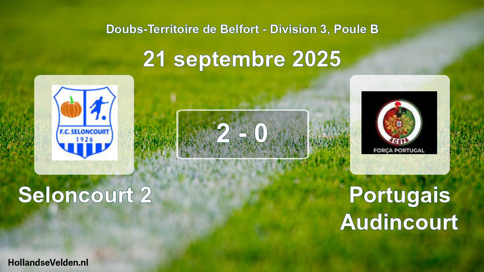 Match joué: Seloncourt 2 - Portugais Audincourt 2 - 0 (21 septembre 2025)