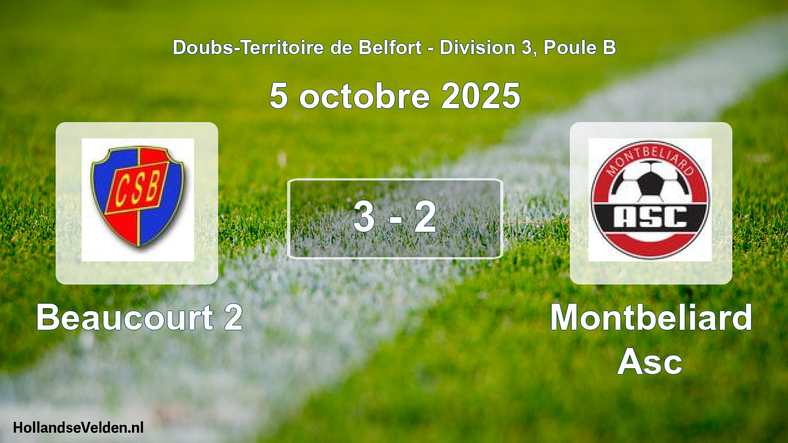 Match joué: Beaucourt 2 - Montbeliard Asc 3 - 2 (5 octobre 2025)