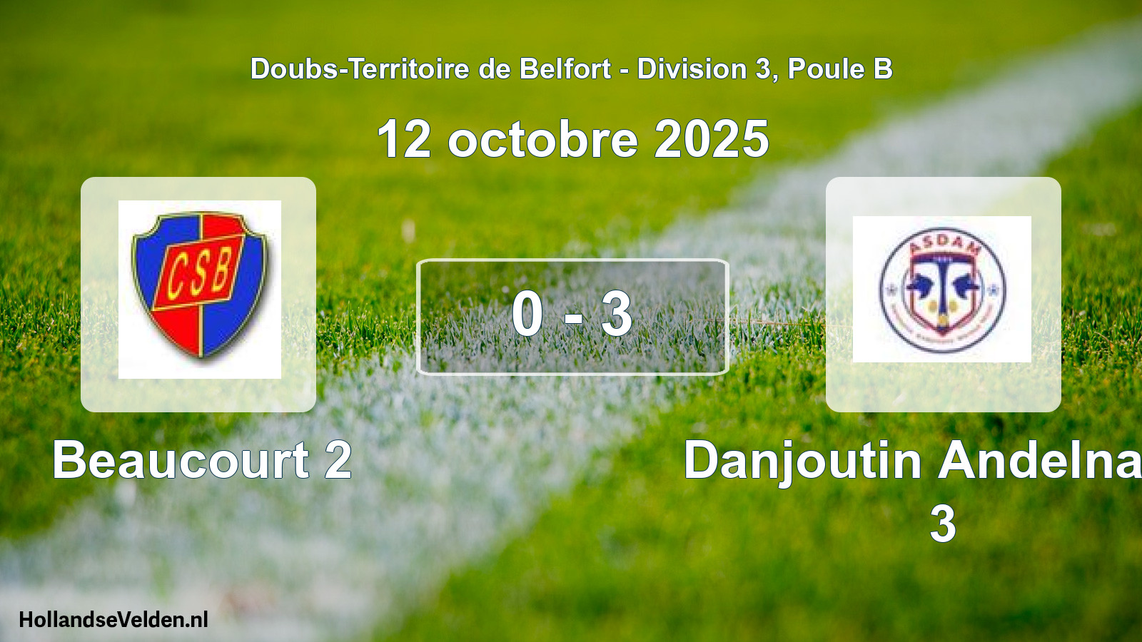 Gespeelde wedstrijd: Beaucourt 2 - Danjoutin Andelnans 3 0 - 3 (12 oktober 2025)
