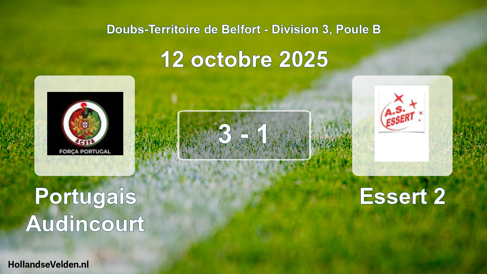 Match joué: Portugais Audincourt - Essert 2 3 - 1 (12 octobre 2025)