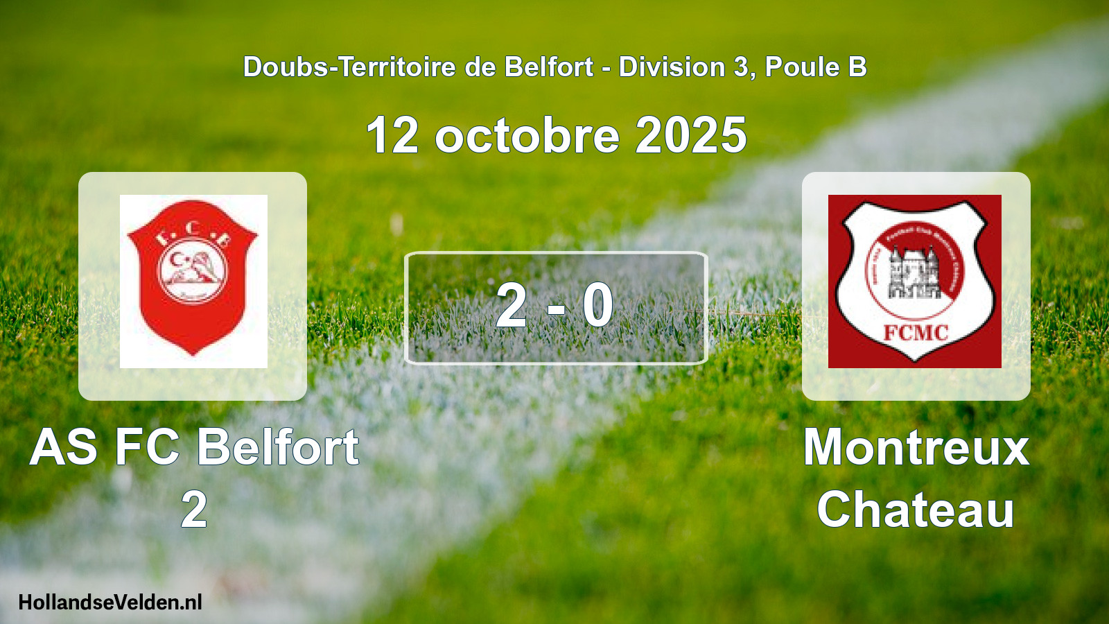 Total number of matches played: AS FC Belfort 2 - Montreux Chateau 2 - 0 (12 October 2025)