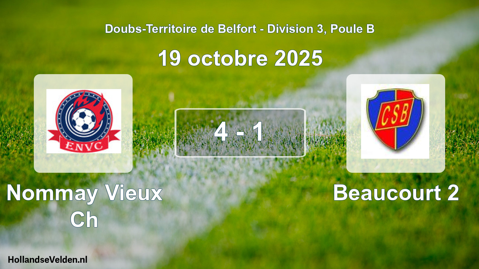 Match joué: Nommay Vieux Ch - Beaucourt 2 4 - 1 (19 octobre 2025)
