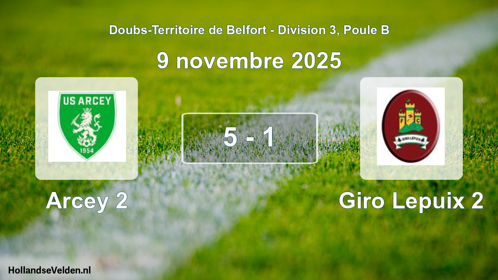 Match joué: Arcey 2 - Giro Lepuix 2 5 - 1 (9 novembre 2025)