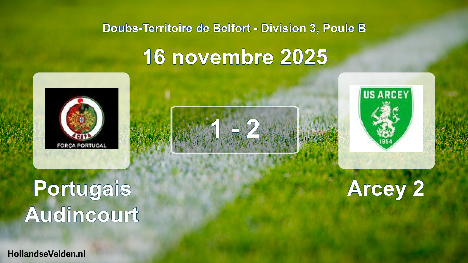Match joué: Portugais Audincourt - Arcey 2 1 - 2 (16 novembre 2025)