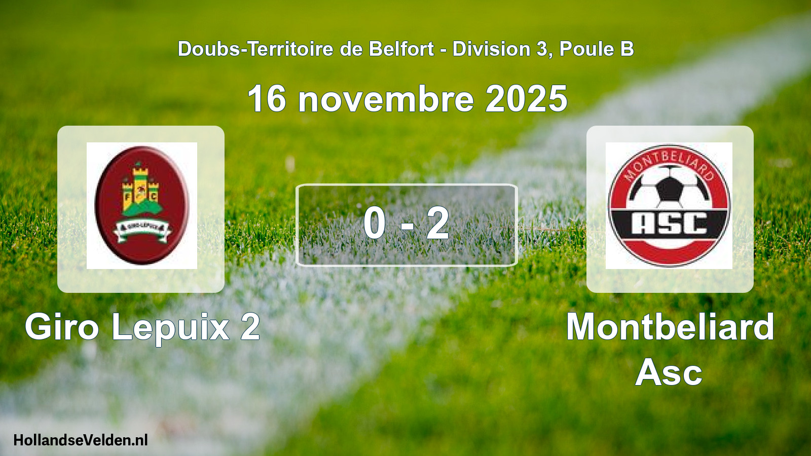 Match joué: Giro Lepuix 2 - Montbeliard Asc 0 - 2 (16 novembre 2025)