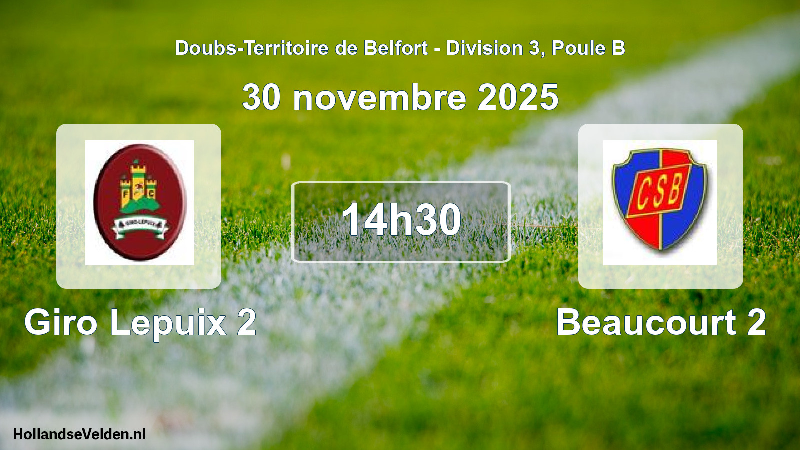Match programmé: Giro Lepuix 2 - Beaucourt 2 (30 novembre 2025)