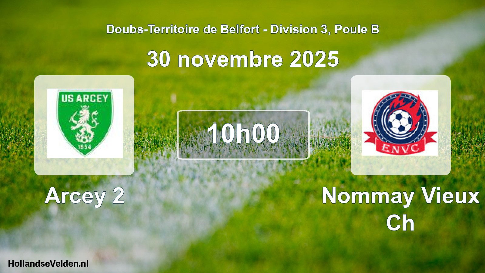 Match programmé: Arcey 2 - Nommay Vieux Ch (30 novembre 2025)