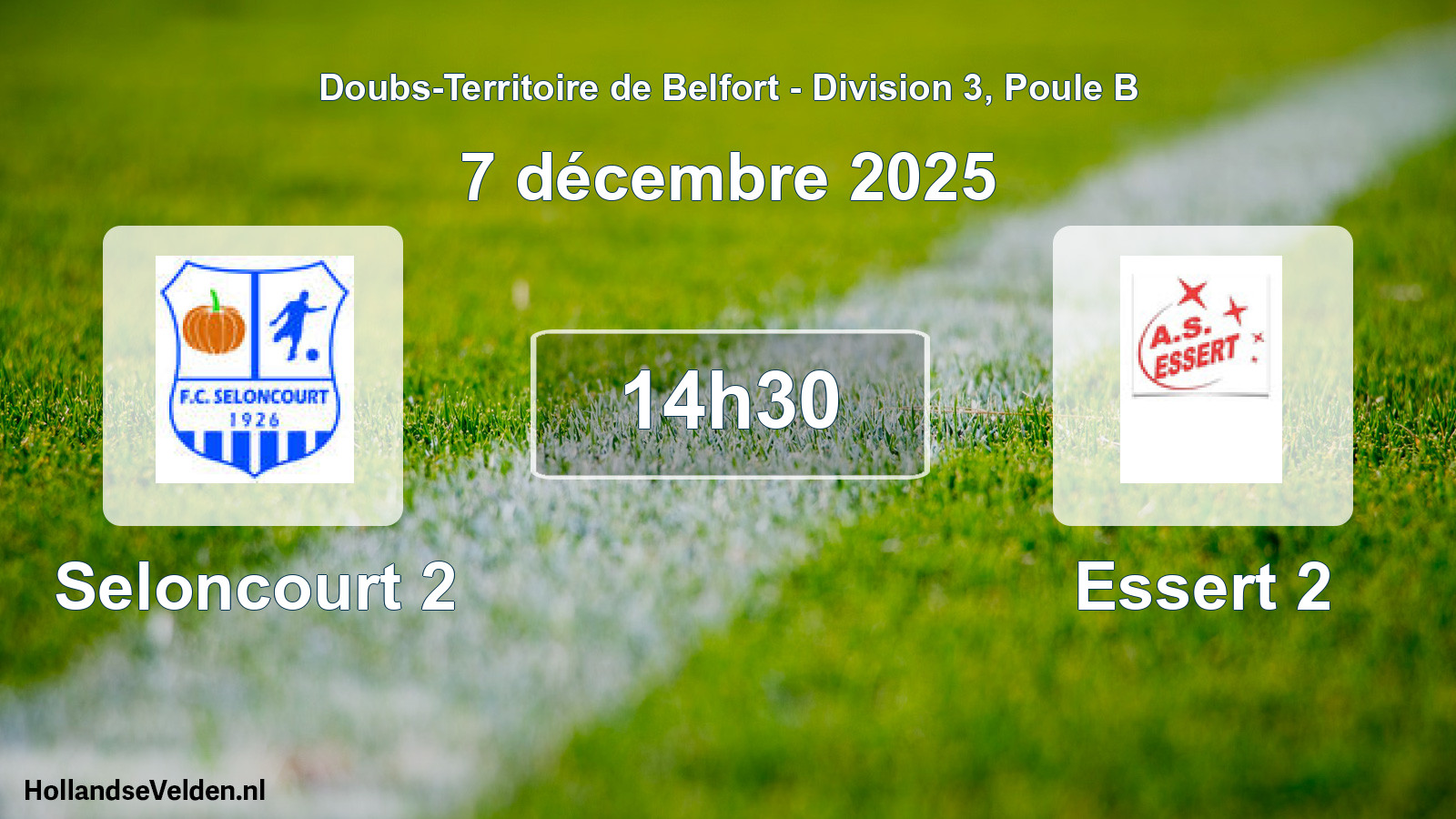 Match programmé: Seloncourt 2 - Essert 2 (7 décembre 2025)