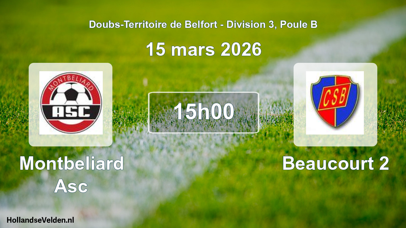 Match programmé: Montbeliard Asc - Beaucourt 2 (15 mars 2026)