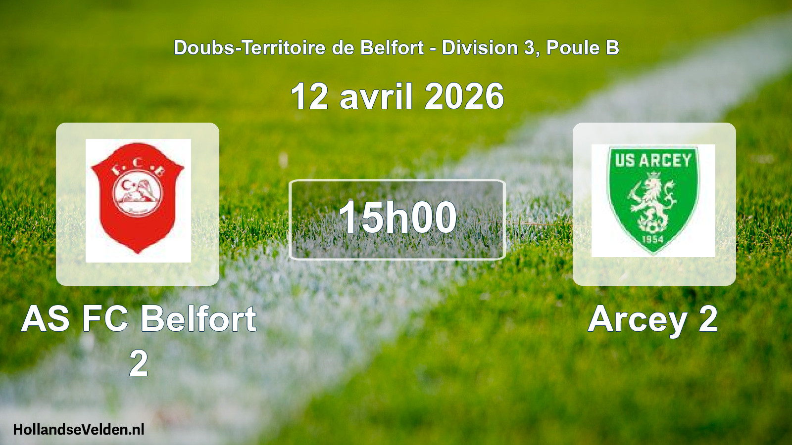 Match programmé: AS FC Belfort 2 - Arcey 2 (12 avril 2026)