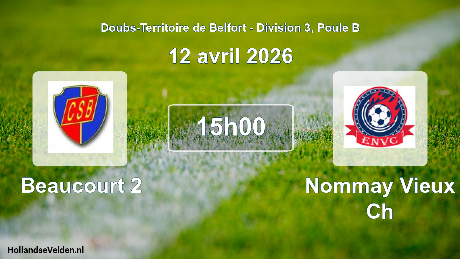Match programmé: Beaucourt 2 - Nommay Vieux Ch (12 avril 2026)