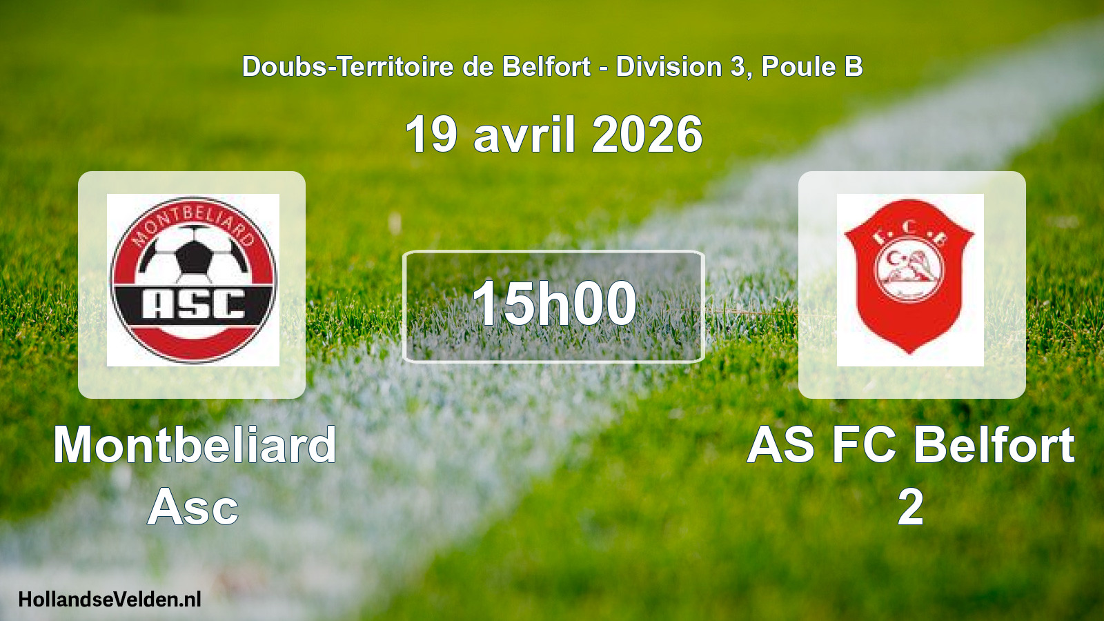 Geplande wedstrijd: Montbeliard Asc - AS FC Belfort 2 (19 april 2026)