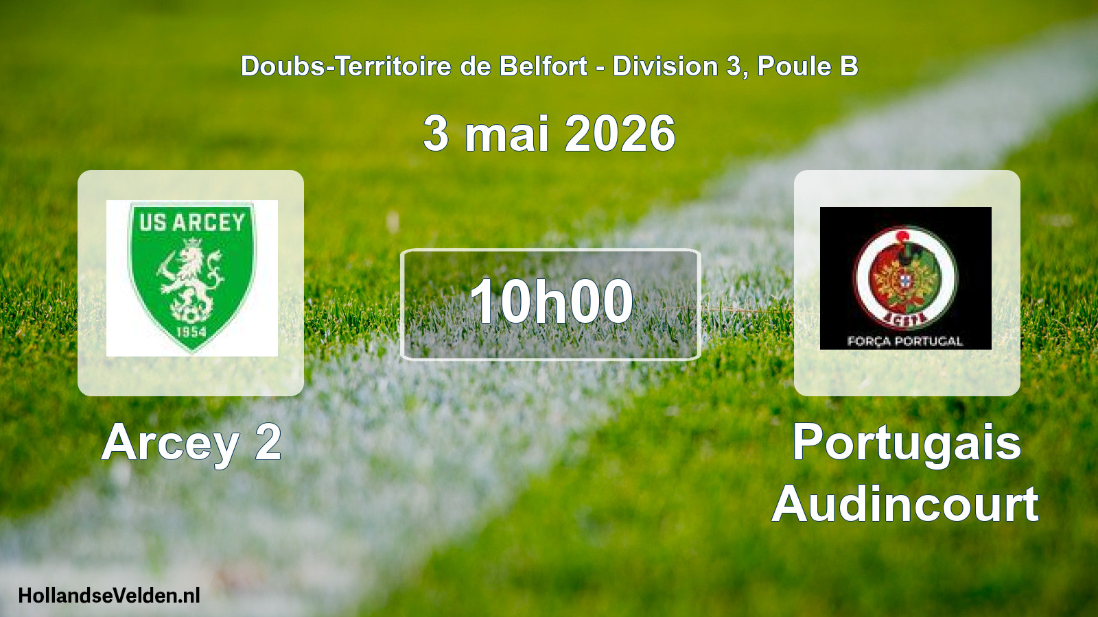 Match programmé: Arcey 2 - Portugais Audincourt (3 mai 2026)