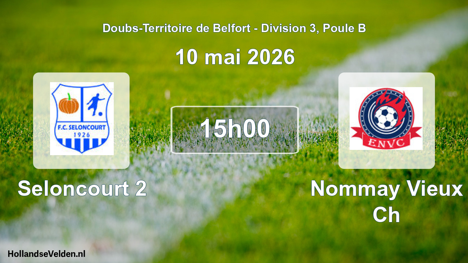 Match programmé: Seloncourt 2 - Nommay Vieux Ch (10 mai 2026)