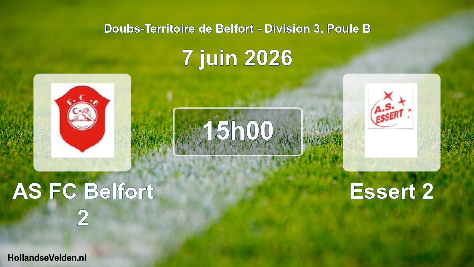 Match programmé: AS FC Belfort 2 - Essert 2 (7 juin 2026)