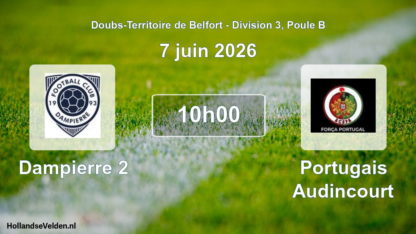 Match programmé: Dampierre 2 - Portugais Audincourt (7 juin 2026)