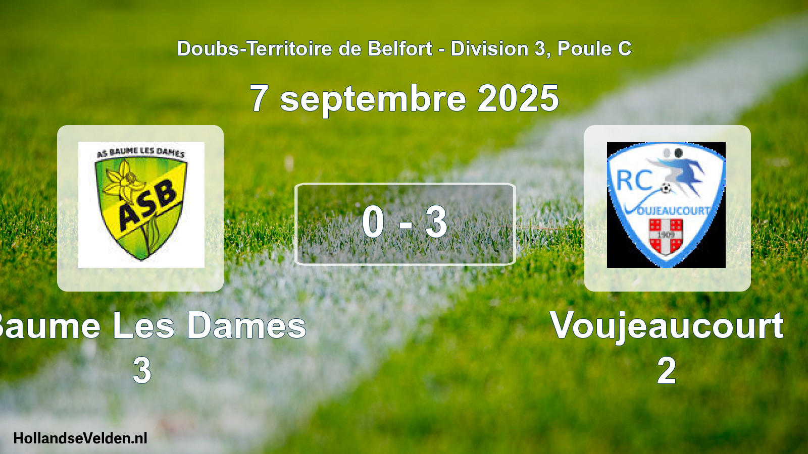 Total number of matches played: Baume Les Dames 3 - Voujeaucourt 2 0 - 3 (7 September 2025)