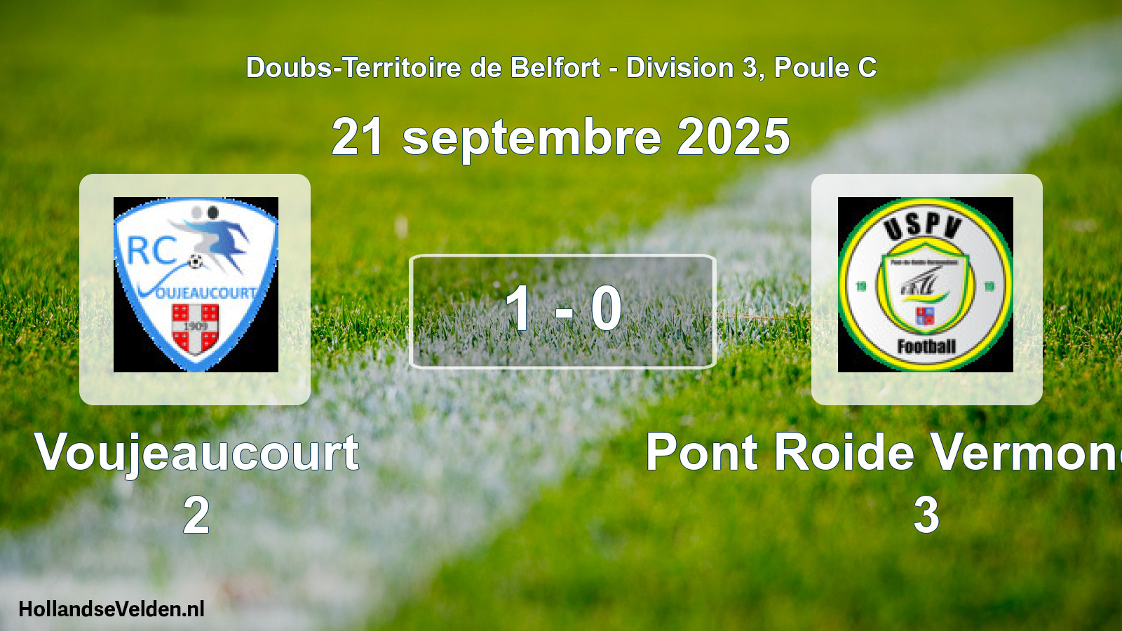 Gespeelde wedstrijd: Voujeaucourt 2 - Pont Roide Vermondan 3 1 - 0 (21 september 2025)