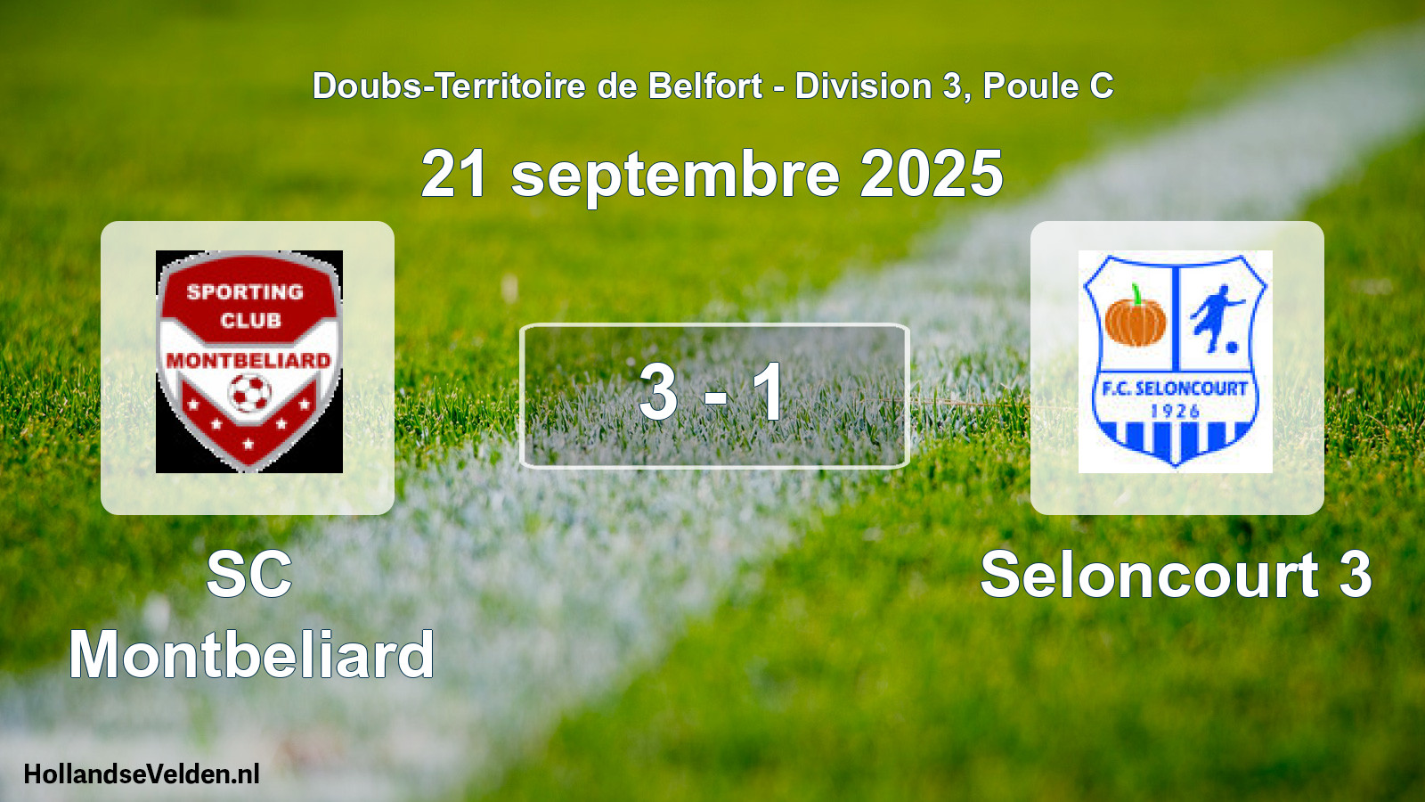 Match joué: SC Montbeliard - Seloncourt 3 3 - 1 (21 septembre 2025)