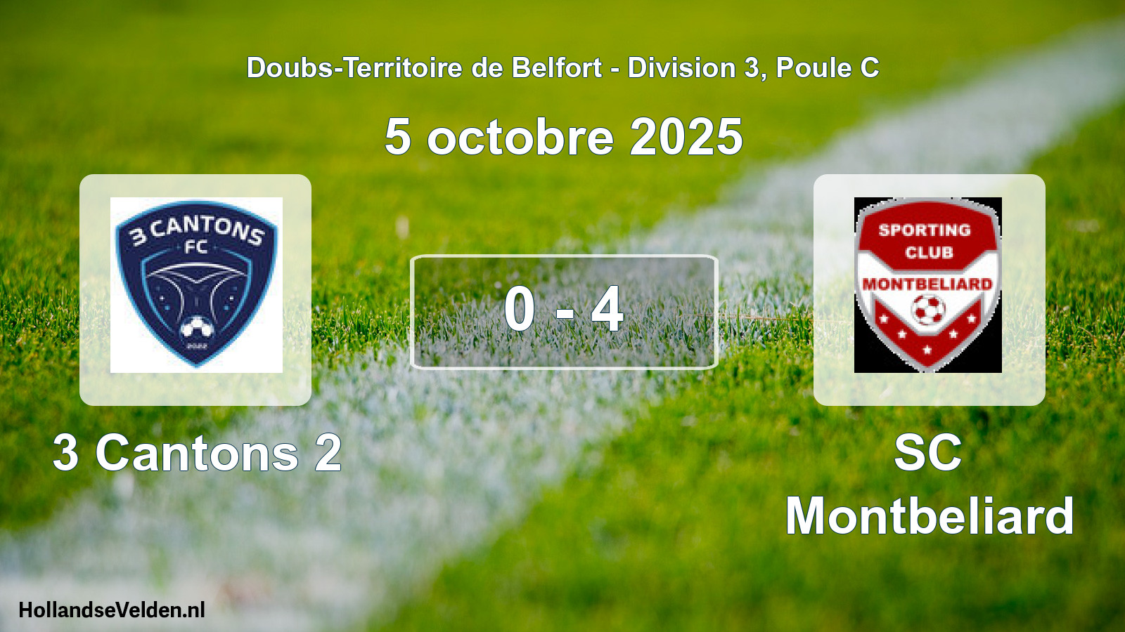 Match joué: 3 Cantons 2 - SC Montbeliard 0 - 4 (5 octobre 2025)