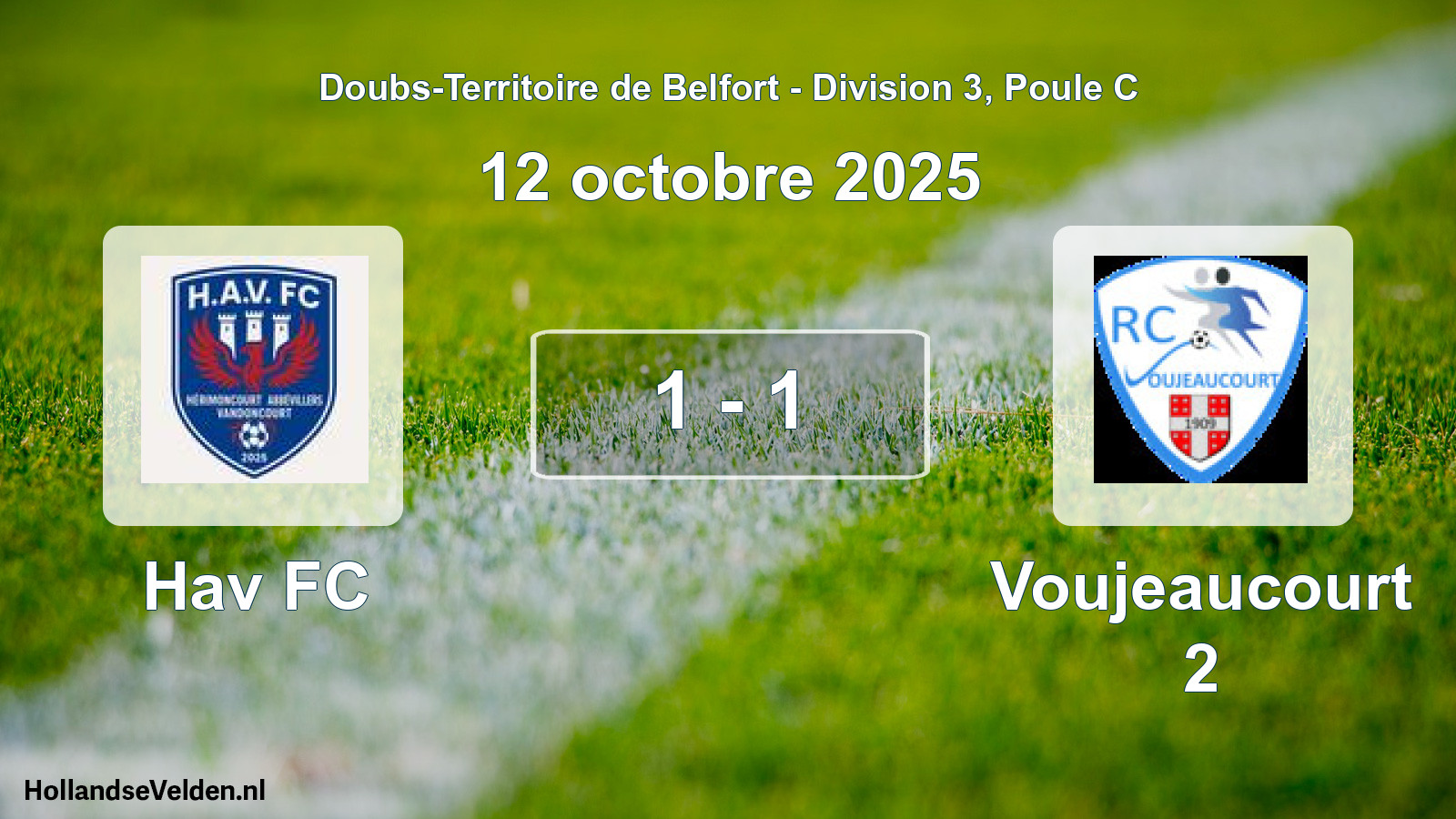 Match joué: Hav FC - Voujeaucourt 2 1 - 1 (12 octobre 2025)