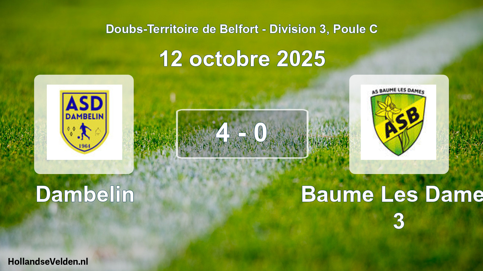 Match joué: Dambelin - Baume Les Dames 3 4 - 0 (12 octobre 2025)