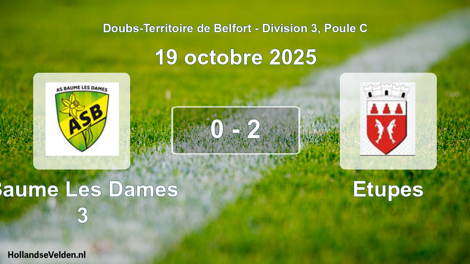 Match joué: Baume Les Dames 3 - Etupes 0 - 2 (19 octobre 2025)