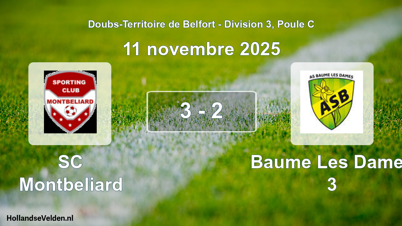 Match joué: SC Montbeliard - Baume Les Dames 3 3 - 2 (11 novembre 2025)