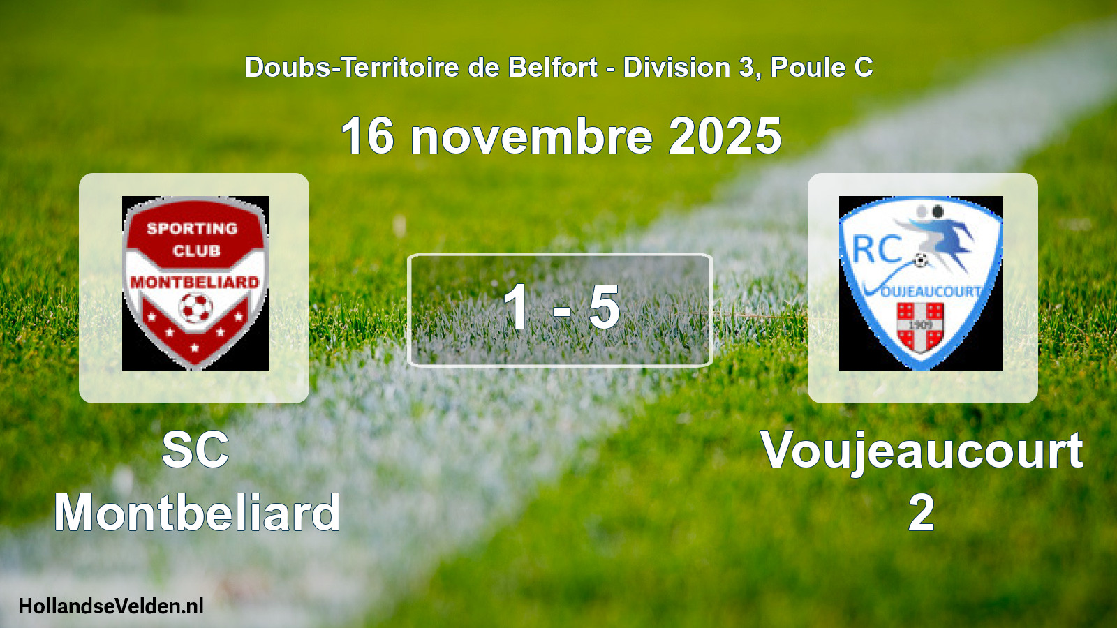 Match joué: SC Montbeliard - Voujeaucourt 2 1 - 5 (16 novembre 2025)