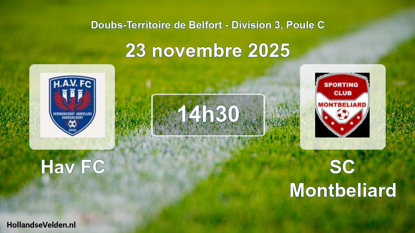 Match programmé: Hav FC - SC Montbeliard (23 novembre 2025)