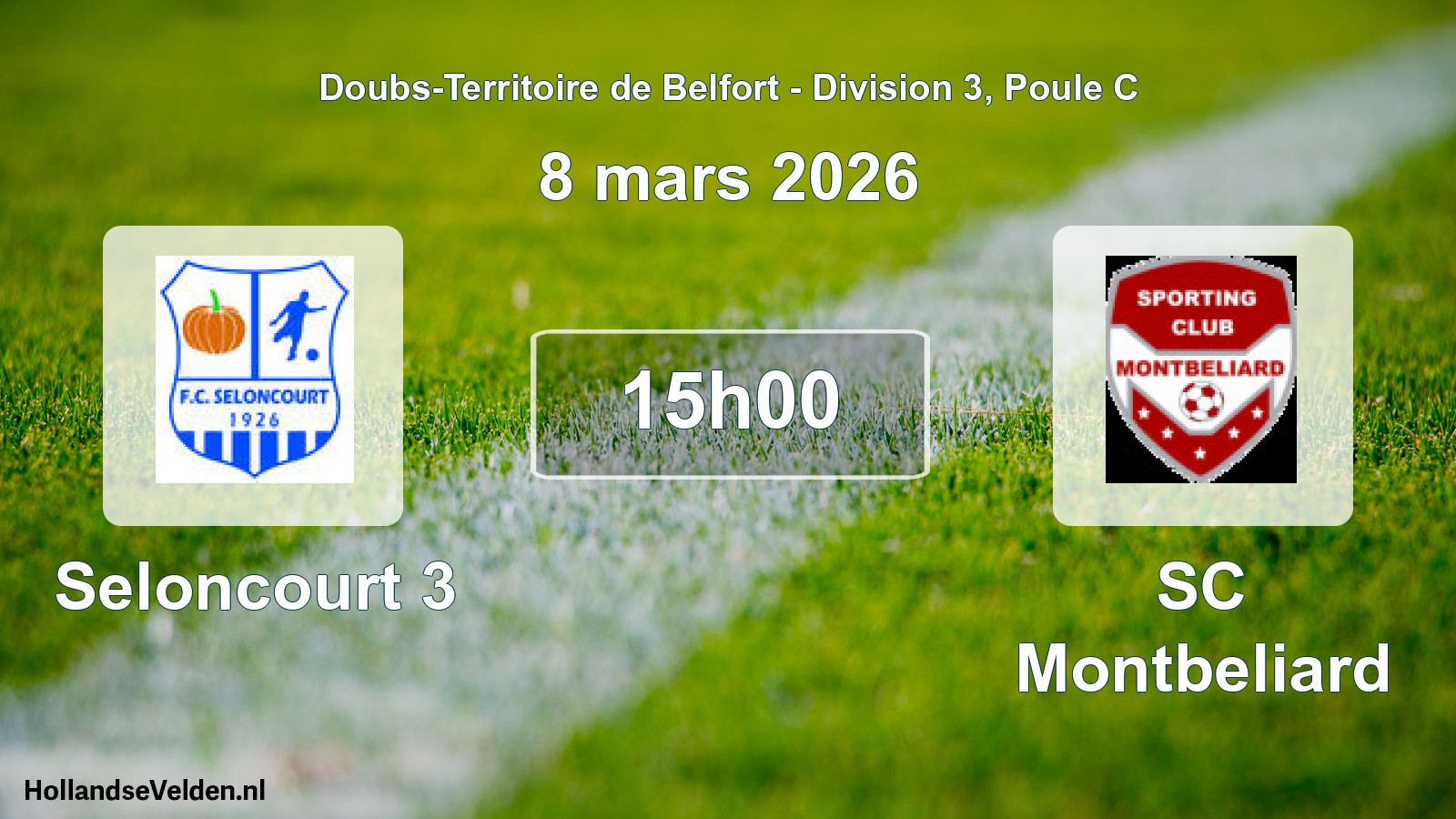 Match programmé: Seloncourt 3 - SC Montbeliard (8 mars 2026)