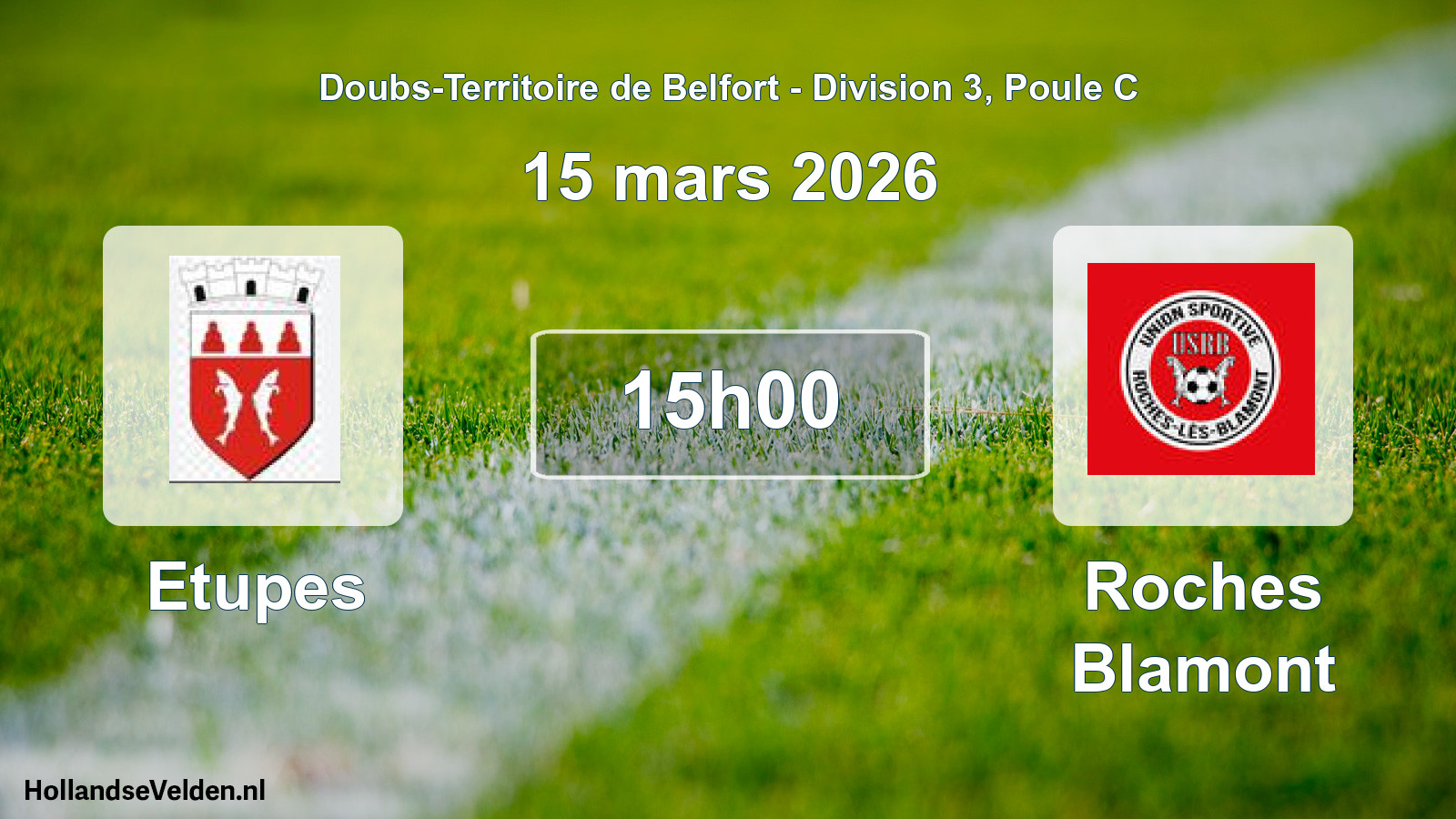 Match programmé: Etupes - Roches Blamont (15 mars 2026)