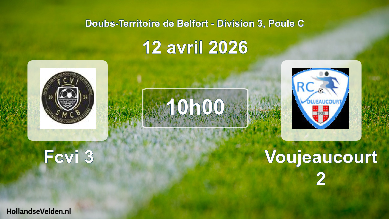Match programmé: Fcvi 3 - Voujeaucourt 2 (12 avril 2026)
