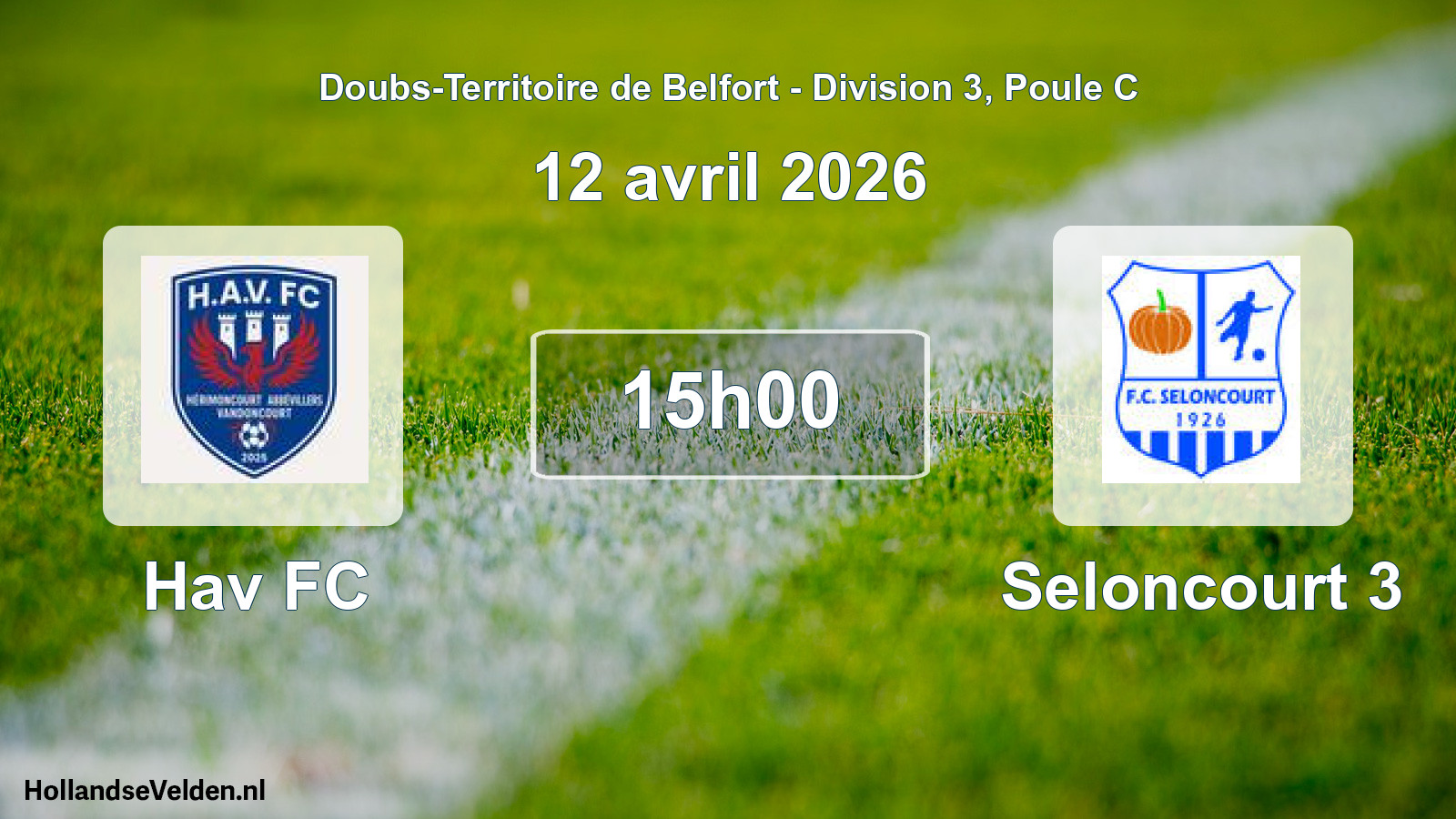 Match programmé: Hav FC - Seloncourt 3 (12 avril 2026)