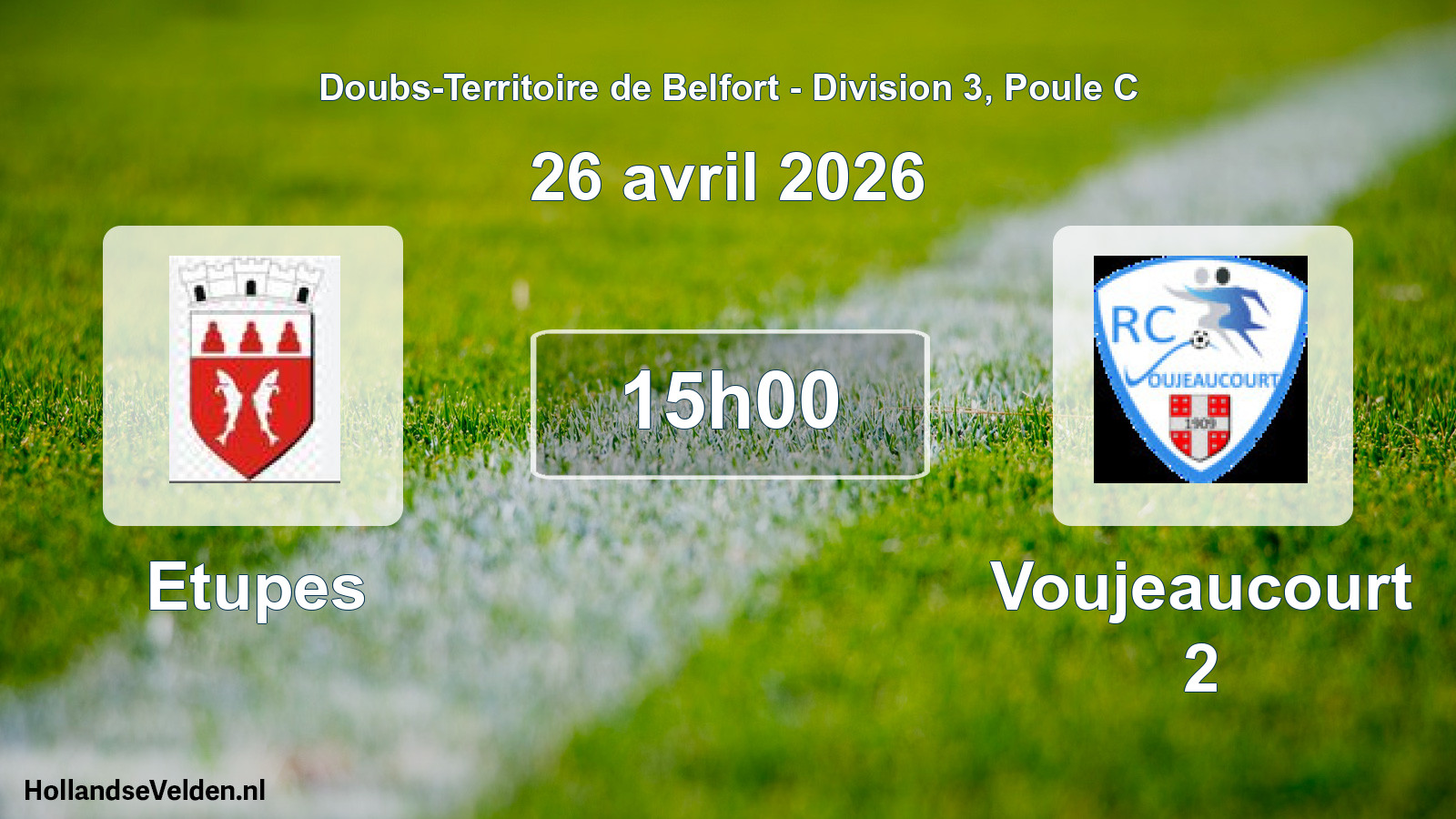 Match programmé: Etupes - Voujeaucourt 2 (26 avril 2026)