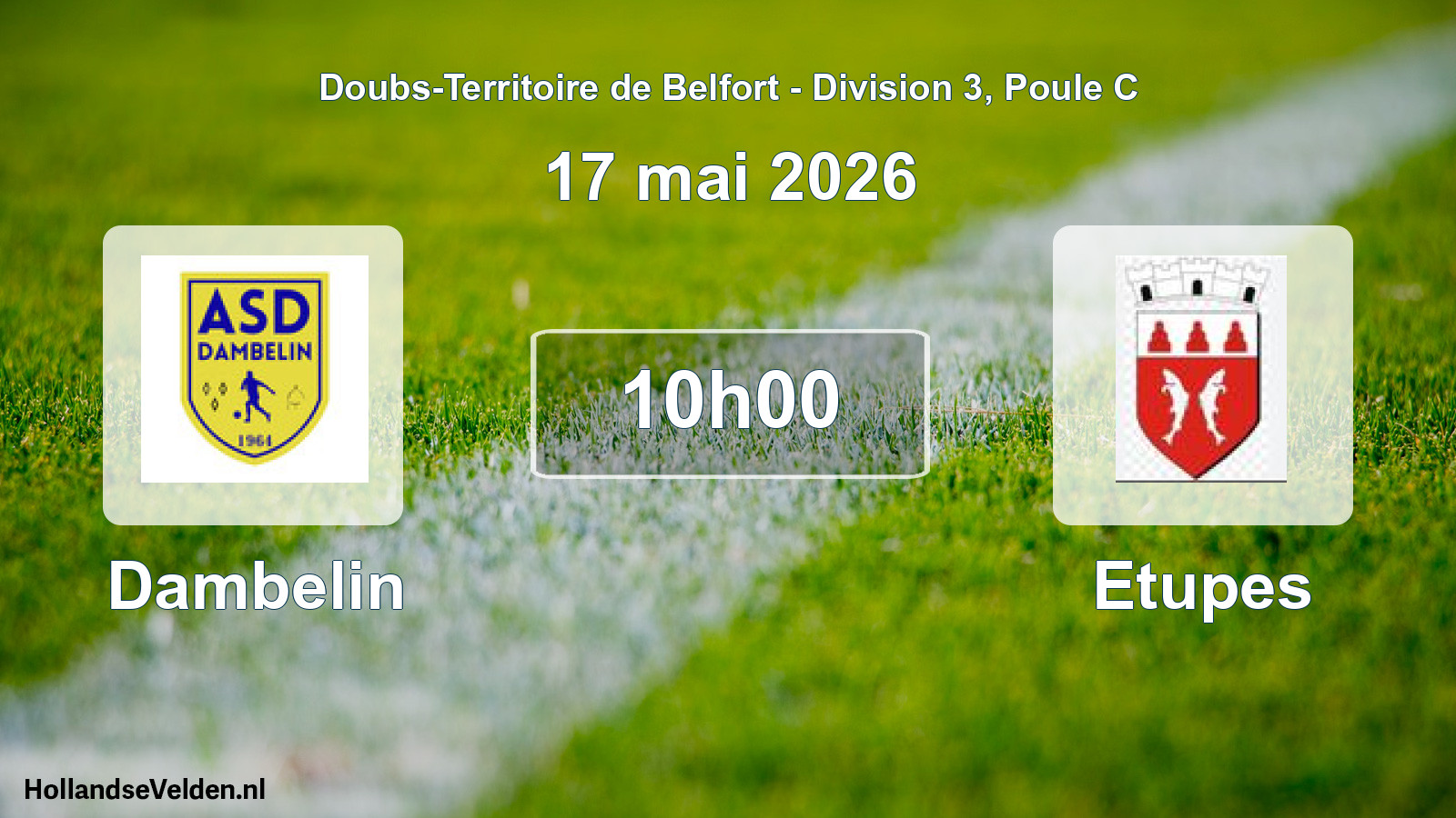 Match programmé: Dambelin - Etupes (17 mai 2026)