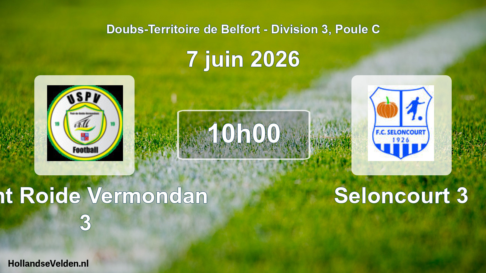 Match programmé: Pont Roide Vermondan 3 - Seloncourt 3 (7 juin 2026)