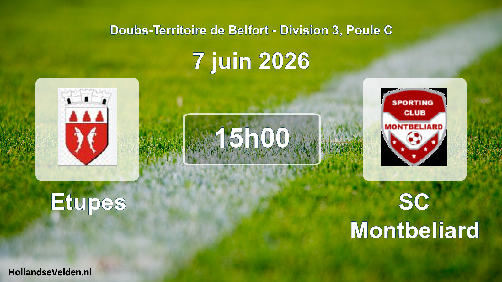 Match programmé: Etupes - SC Montbeliard (7 juin 2026)